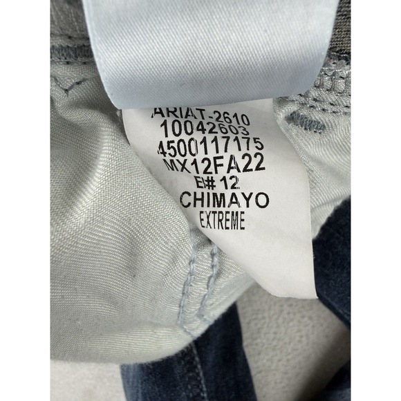 Ariat Womens High Rise Flare Jeans Chimayo Print Dark Wash Denim Sz 30S Raw Hem - Picture 9 of 13